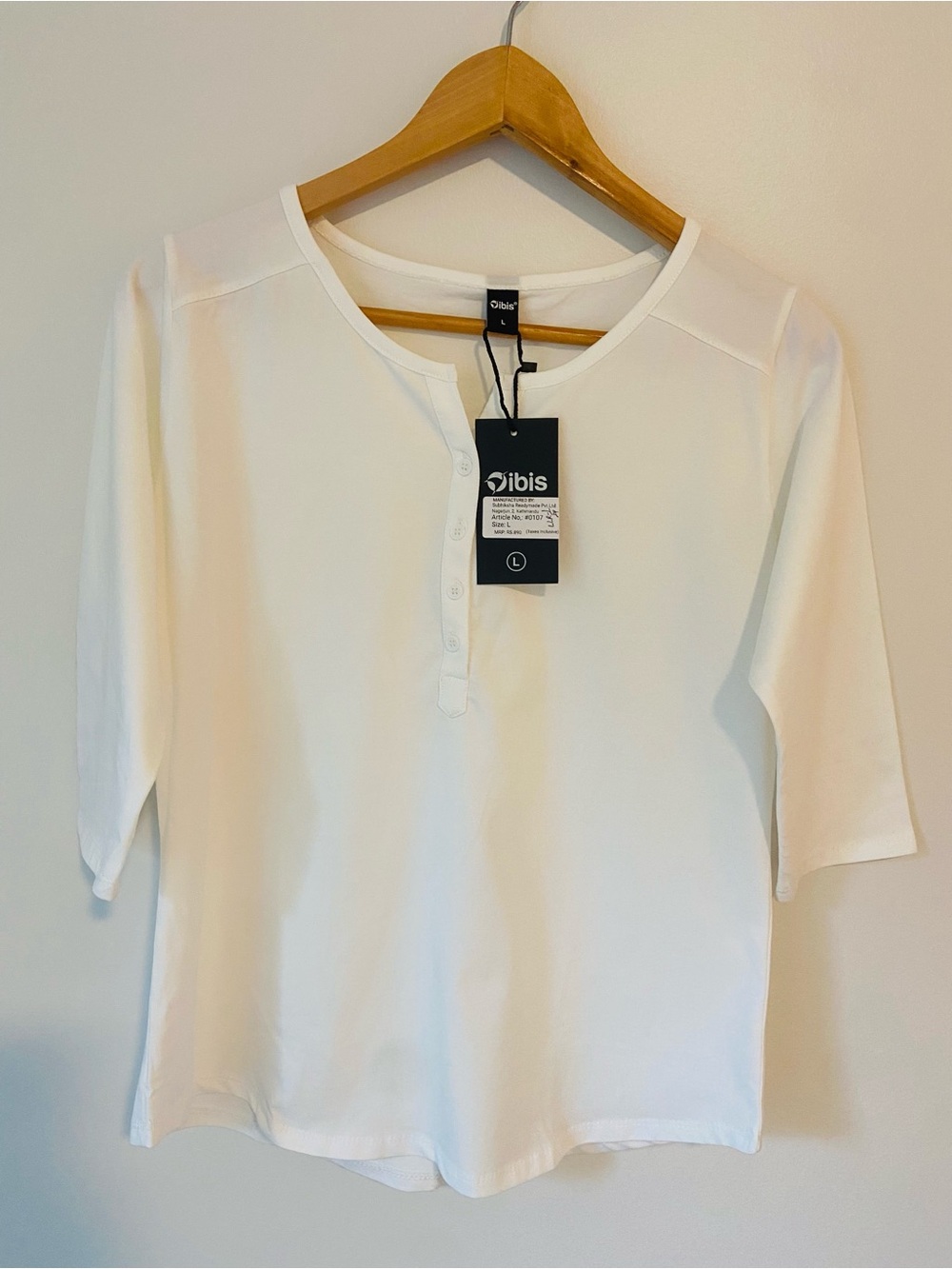 Women's White Button-Front Henley Tunic